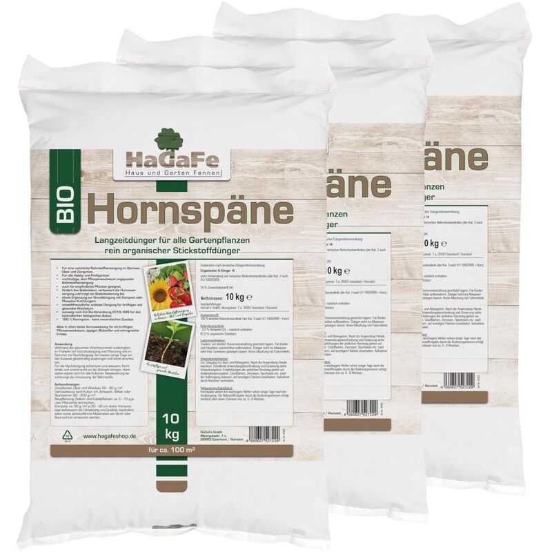 HaGaFe Bio Hornspäne, Gartendünger, Dünger, Gemüsedünger, Stickstoffdünger, rein organisch