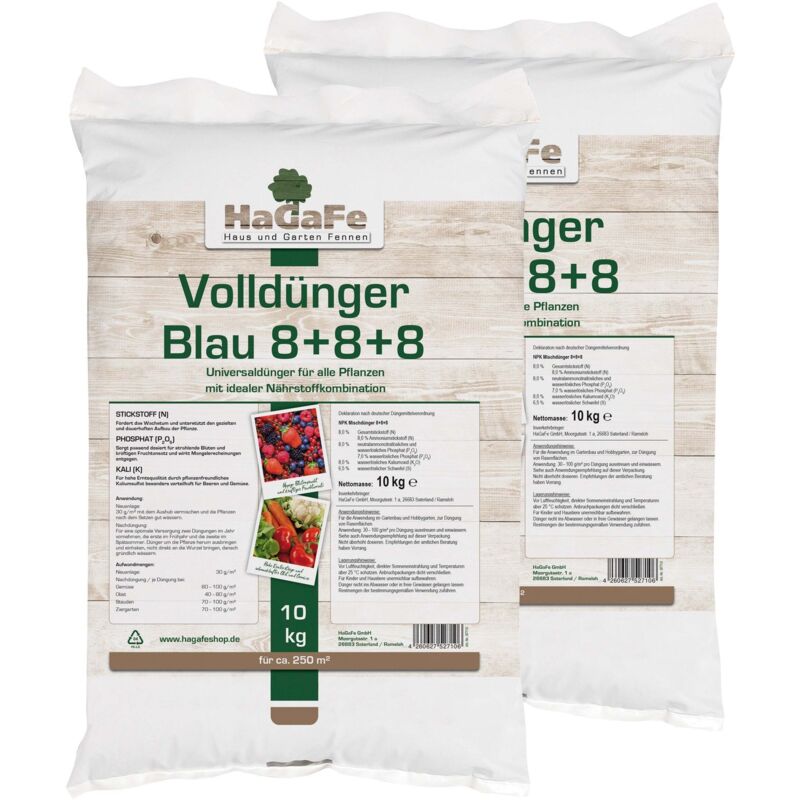 HaGaFe Volldünger Blau, Blaukorn, Universaldünger, Rasendünger, NPK Dünger, mineralischer Volldünger, Gartendünger