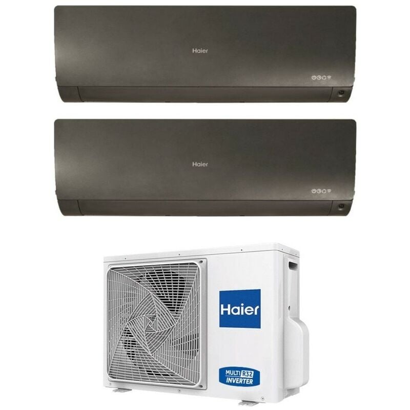 Dual Split Inverter Klimagerät Serie flexis plus black 7+9 mit 2U40S2SM1FA R-32 Wi-Fi Integrated Farbe Schwarz 7000+9000 - Haier