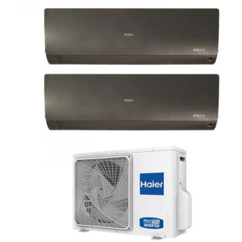 Dual Split Inverter Klimagerät Serie flexis plus black 9+9 mit 2U40S2SM1FA R-32 Wi-Fi Integrated Farbe Schwarz 9000+9000 - Haier