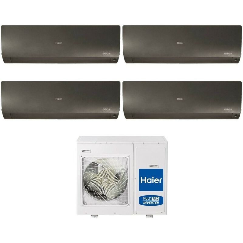Quadri Split Inverter Klimagerät Serie flexis plus black 9+9+12+15 mit 4U85S2SR3FA R-32 Wi-Fi Integrated Farbe Schwarz 9000+9000+12000+15000 - Haier