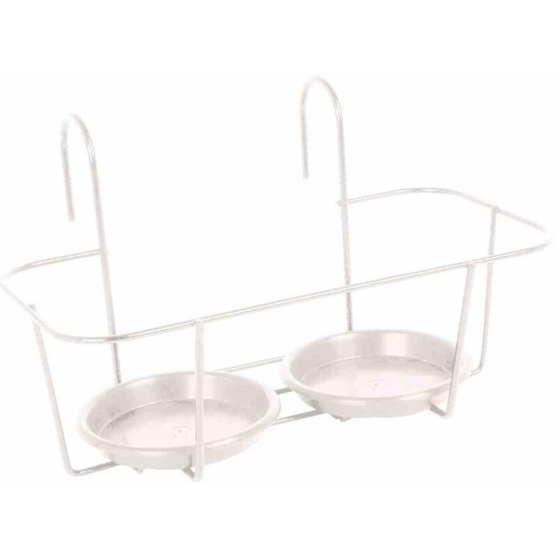 Haken-Blumentopfhalter 2 Töpfe klein, weiß