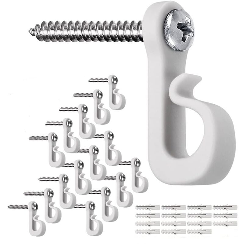 Haken für Weihnachtsbeleuchtung im Außenbereich, Clips für Lichterketten im Innen- und Außenbereich mit Schrauben, 15 Stück, weiß