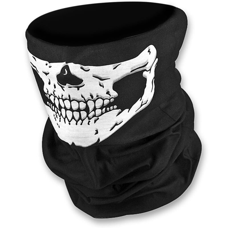 Halbgesichtsmaske mit Totenkopf- und Geistermotiv – Schwarze Motorrad-Sturmhaube für Herren, trendiges Design, dehnbares und strapazierfähiges