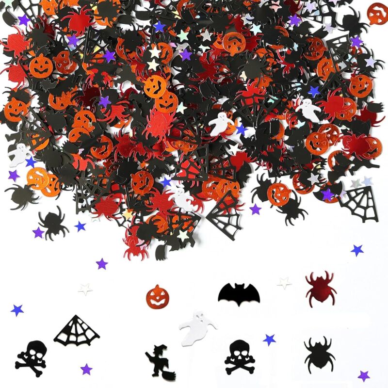 Bluedeer - Halloween Deko Konfetti, 500 Halloween Dekoration Confetti,Fledermaus Streudeko,Spinne Tischdeko,Hexen Deko,Halloween Party Konfetti,