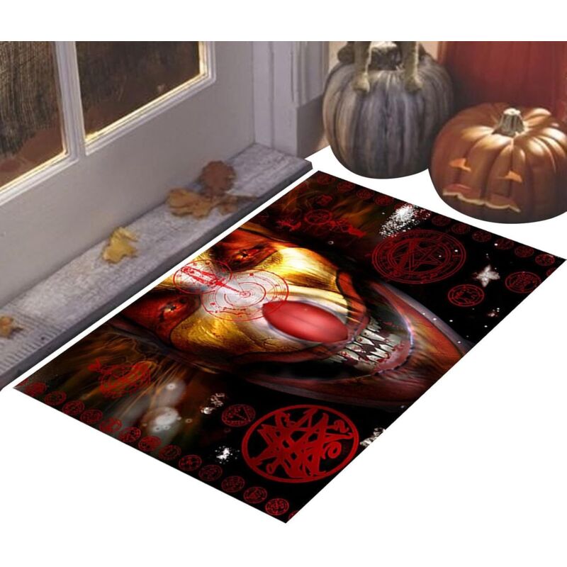 Halloween-Fußmatte – Clown-Fußmatte – Dekorative und rutschfeste Halloween-Fußmatte für Garage, Eingangsbereich, Wohnzimmer, Flur, Terrasse und