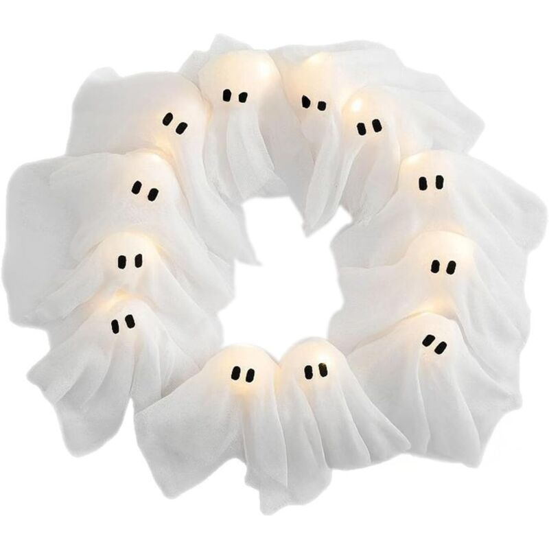 Halloween-Geistergirlande, 12 weiße LED-Geistergirlande für Halloween, Partydekorationen