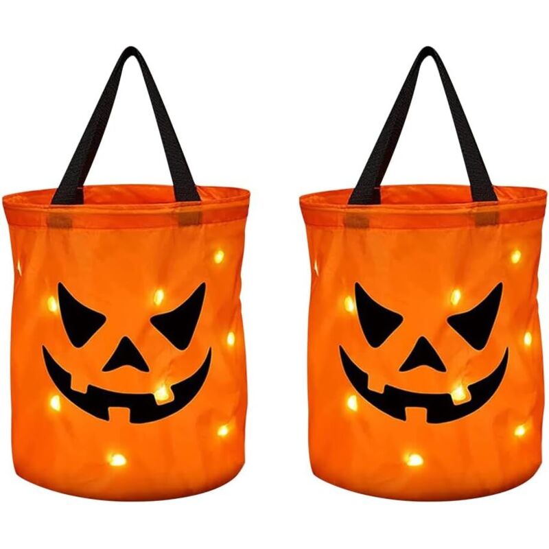 Bluedeer - Halloween Süßigkeiten Tasche, 2 Pcs led Light Halloween Candy Bag, Halloween Geschenktüten, Trick or Treat Taschen, Halloween Tragetasche