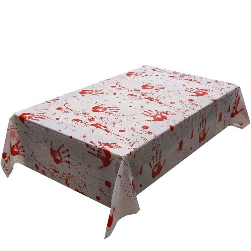 Halloween-Tischdecke, Blutige Tischdecke, Halloween-Partydekoration, Blutige Tischdecke für Halloween-Partys im Freien/in Innenräumen (130 × 260 cm)