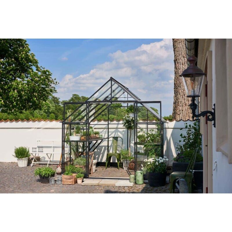 Gewächshaus Qube+ Gewächshaus aus Metall in Schwarz, Anzuchthaus mit 3 mm Wandstärke Treibhaus - Halls