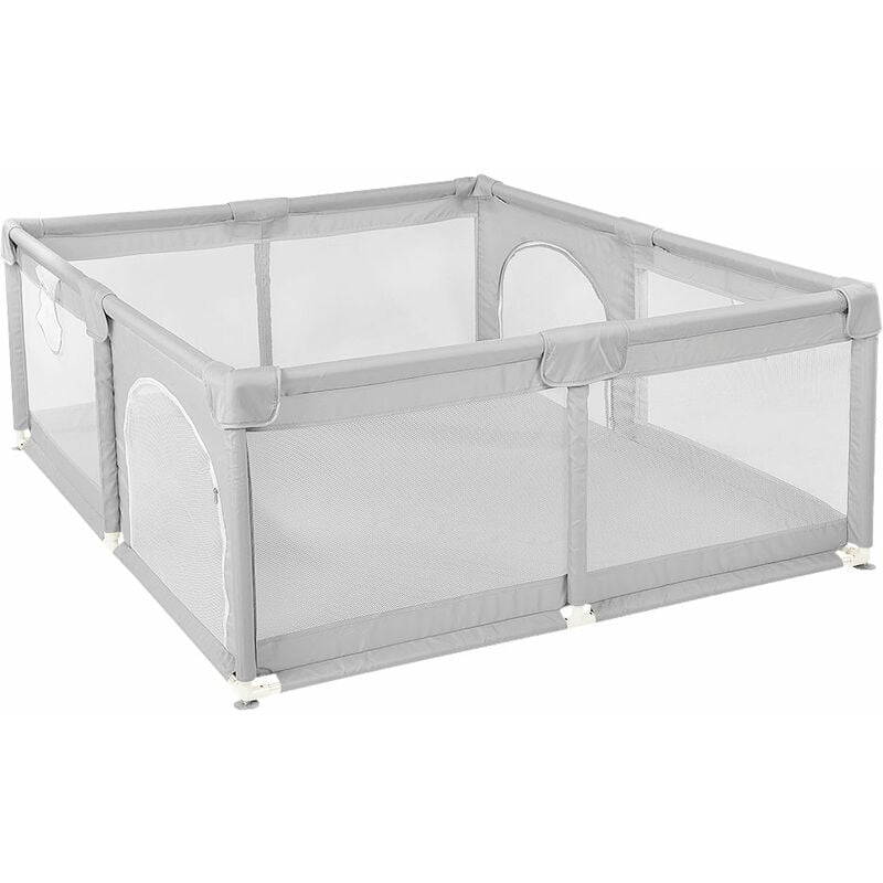 150 x 150 cm Baby-Laufstall, faltbarer Kinder-Laufstall, Baby-Laufstall mit atmungsaktivem Netz an vier Seiten, Kinder-Aktivitätszentrum, Hellgrau