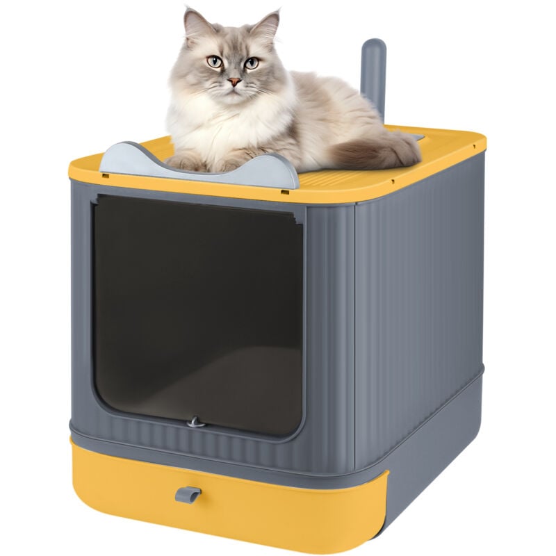 Haloyo® Katzentoilette mit Schaufel, Katzenbett, Haustier, Katzentoilette, Gelb