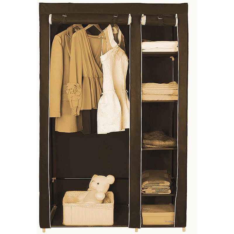 Haloyo - Kleiderschrank,Faltbarer Stoff-Kleiderschrank,für Schlafzimmer, Garderobe,110 x 45 x 178 cm,braun
