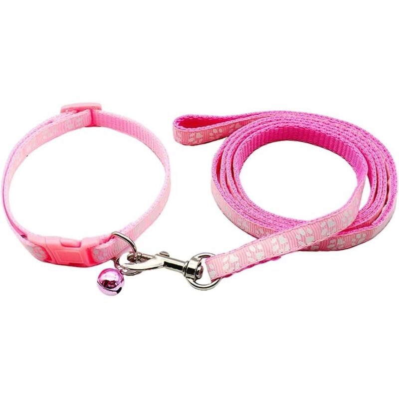 Halsband- und Leinen-Set für kleine Hunde, verstellbare Leine und Halsband, geeignet für kleine Hunde (Rosa)
