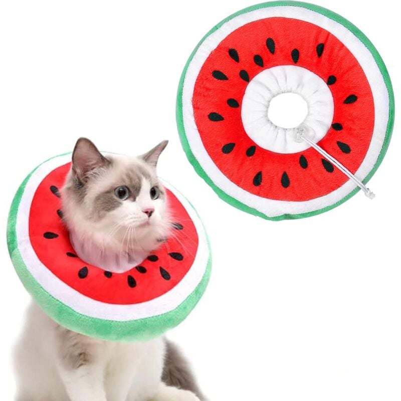 Memkey - Halsbänder für Katzen und Hunde, schützendes Halsband, bequem, verstellbar, postoperative Halsband-Erholung, Anti-Biss-Schutz (Wassermelone,