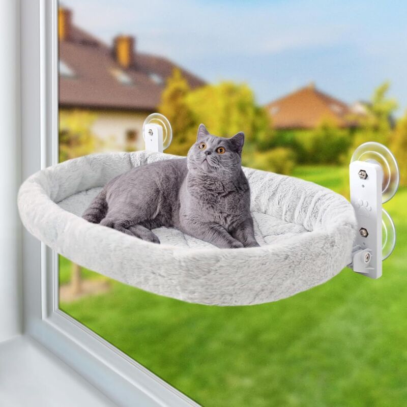 Hochwertige, rosafarbene Samt-Hängematte für Katzen, ideal zum Entspannen und Sonnenbaden – Faltbare Hängematte (30 x 52 cm) mit wendbarem Bezug,