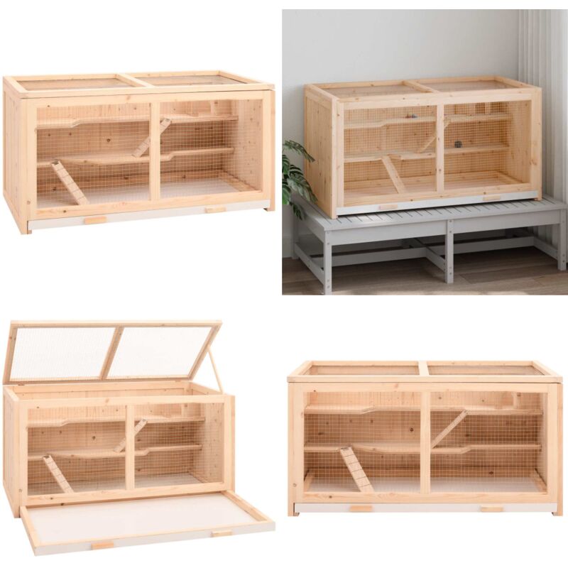 Hamsterkäfig 104x52x54 cm Massivholz Tanne - Hamsterkäfig - Holzkäfig - Kleintiergehege - Kaninchenstall - Mauskäfig - Home & Living