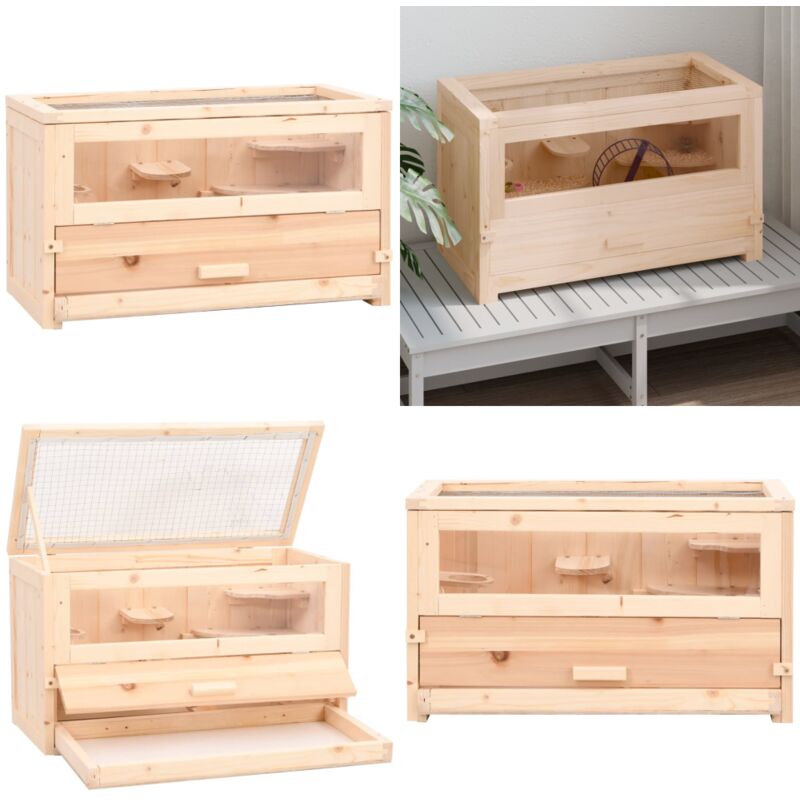 Hamsterkäfig 60x30x35 cm Massivholz Tanne - Hamsterkäfig - Holzkäfig - Kleintierkäfig - Kaninchengehege - Mauskäfig - Home & Living