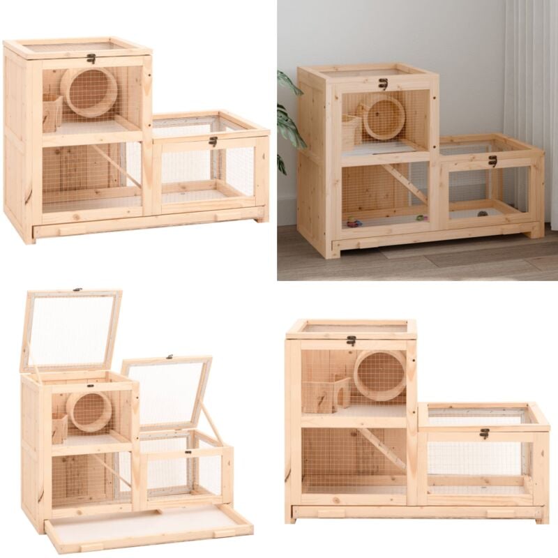 Hamsterkäfig 81x40x60 cm Massivholz Tanne - Hamsterkäfig - Kleintiere - Kaninchenstall - Mauskäfig - Vogelkäfig - Home & Living