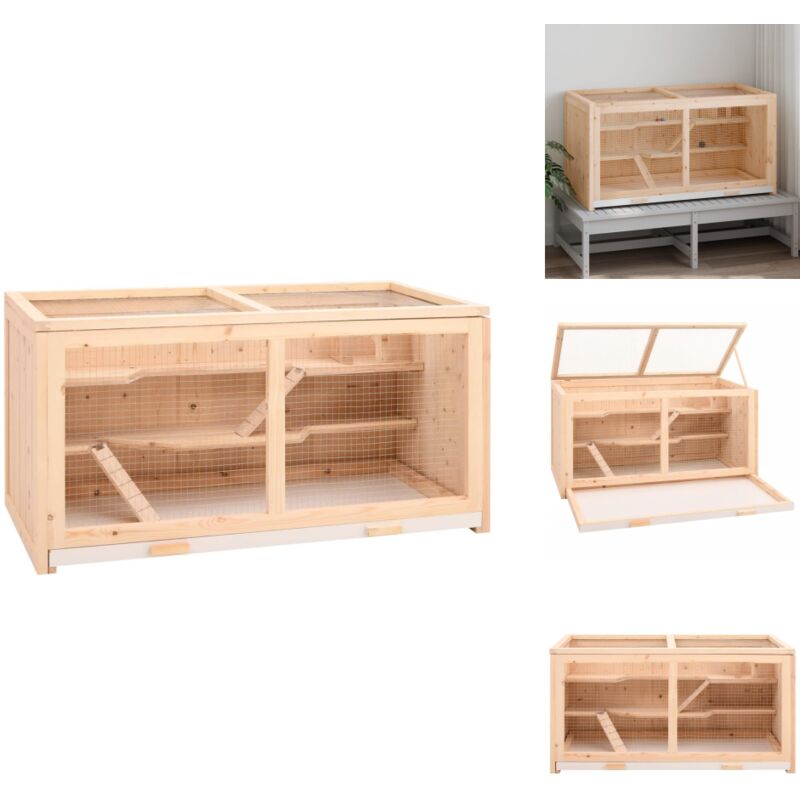 Hamsterkäfig 89,5x45x45 cm Massivholz Tanne - Hamsterkäfig - Holzkäfig - Kleintiergehege - Kaninchenstall - Mauskäfig