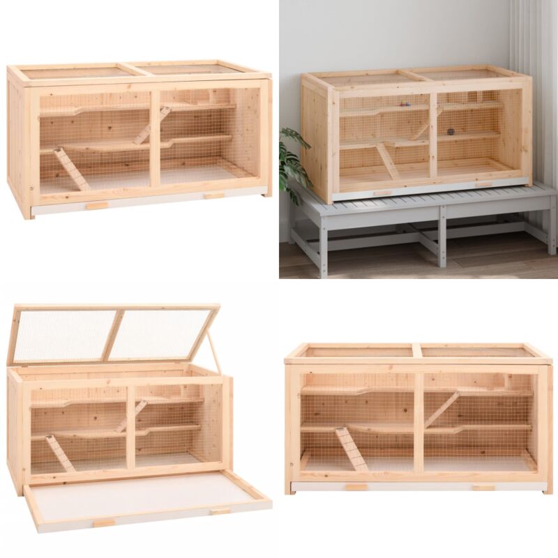 Hamsterkäfig 89,5x45x45 cm Massivholz Tanne - Hamsterkäfig - Holzkäfig - Kleintiergehege - Kaninchenstall - Mauskäfig - Home & Living