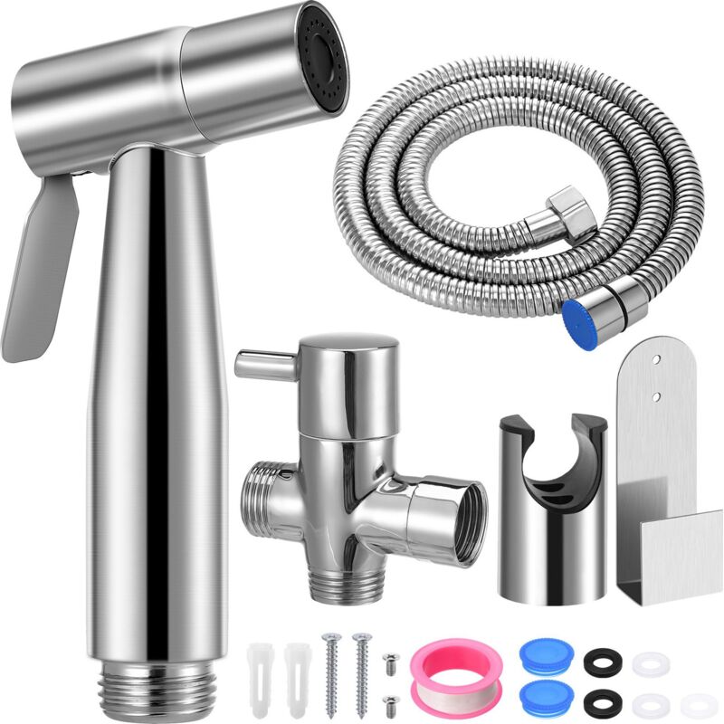 Handbrause Bad Bidet für Bidet Armaturen WC mit G1/2' Ventil,Toilette Adapte Waschen Edelstahl Duschkopf Windel Dusche Tierbad