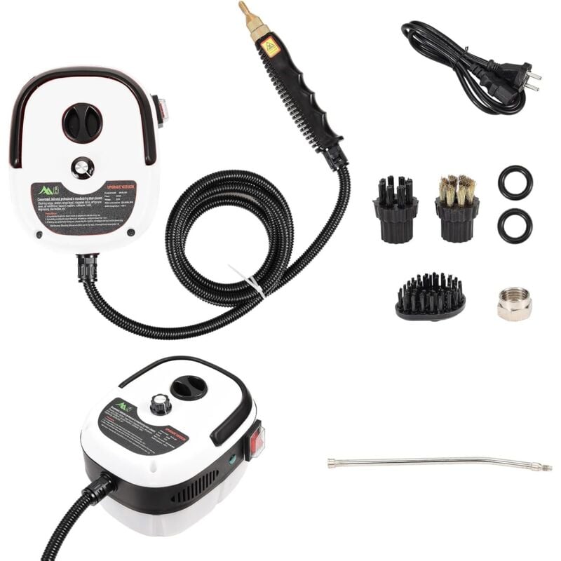 Handdampfreiniger mit Hochdruck, 2500 W, 3 bar, mit Bürstenköpfen, geeignet für Küchengeräte und Haushaltsreinigung (weiß)