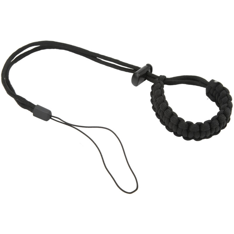 Handgeflochtenes Taucherarmband für Mobiltelefon und Actionkamera, schwarze Serie