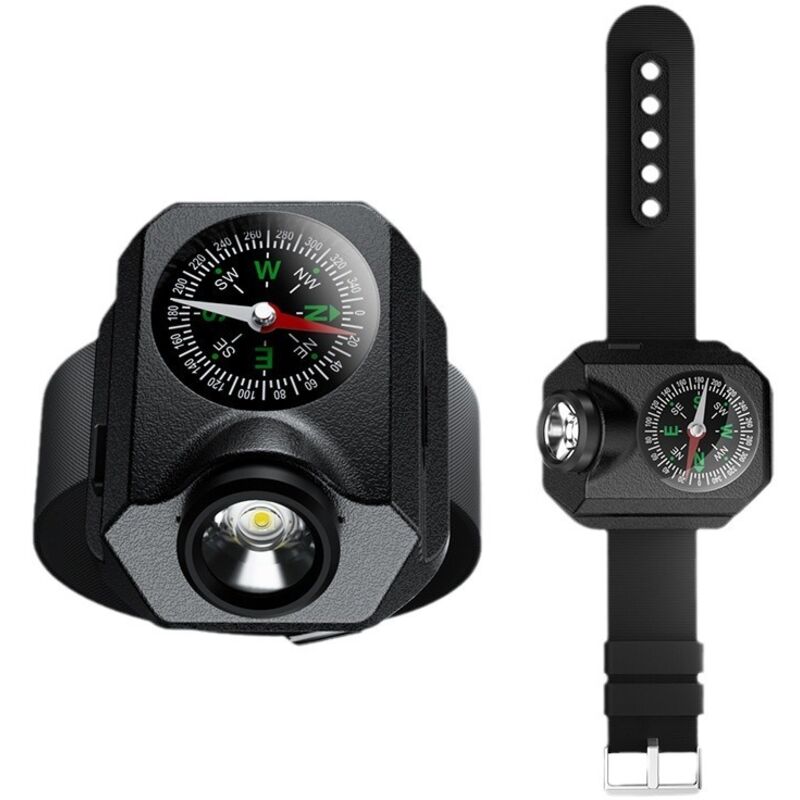 Handgelenk Camping Licht mit Kompass, LED Notlicht, Nacht Laufende Taschenlampe,5 Beleuchtungsmodi,Geeignet für Outdoor Wandern und Camping