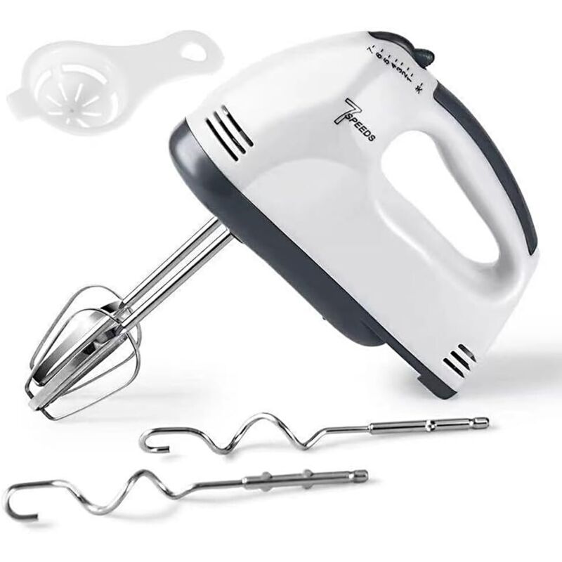 Handmixer, Handmixer mit 7 Geschwindigkeitsstufen, Mixer-Handmixer Enthält 2 Rührbesen, 2 Knethaken, 1 Trenneinsatz, Schneebesen für Eiweiß
