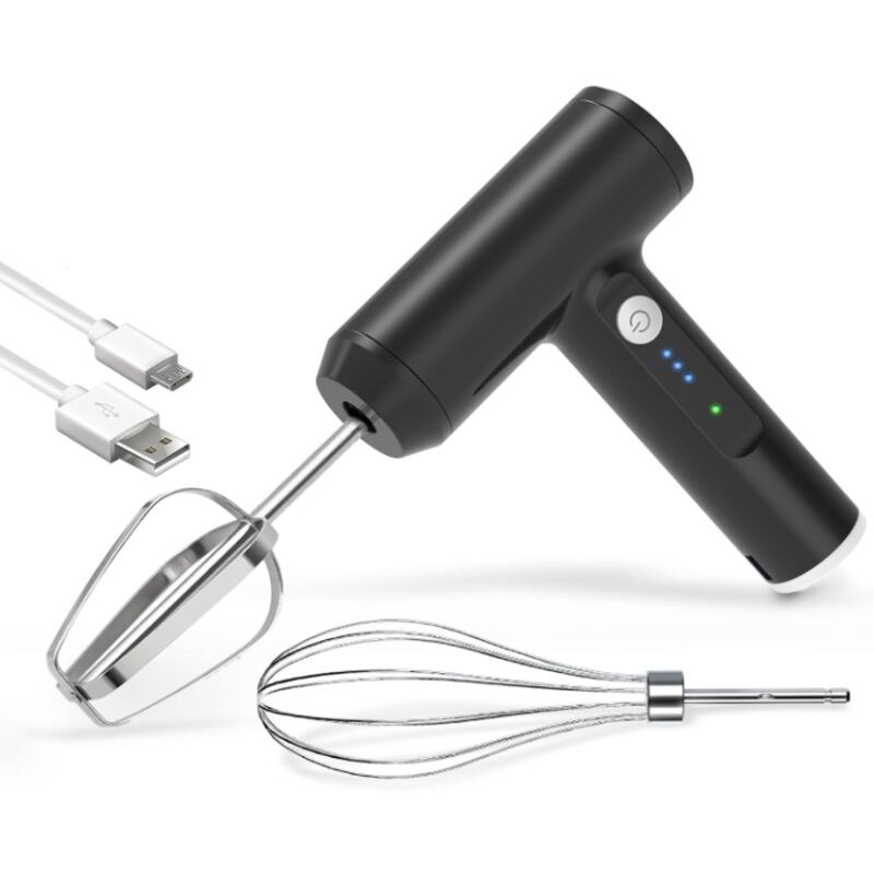 Handmixer – Kabelloser elektrischer Schneebesen, tragbarer elektrischer Handmixer mit 3 Geschwindigkeitsstufen, aus Edelstahl 304.