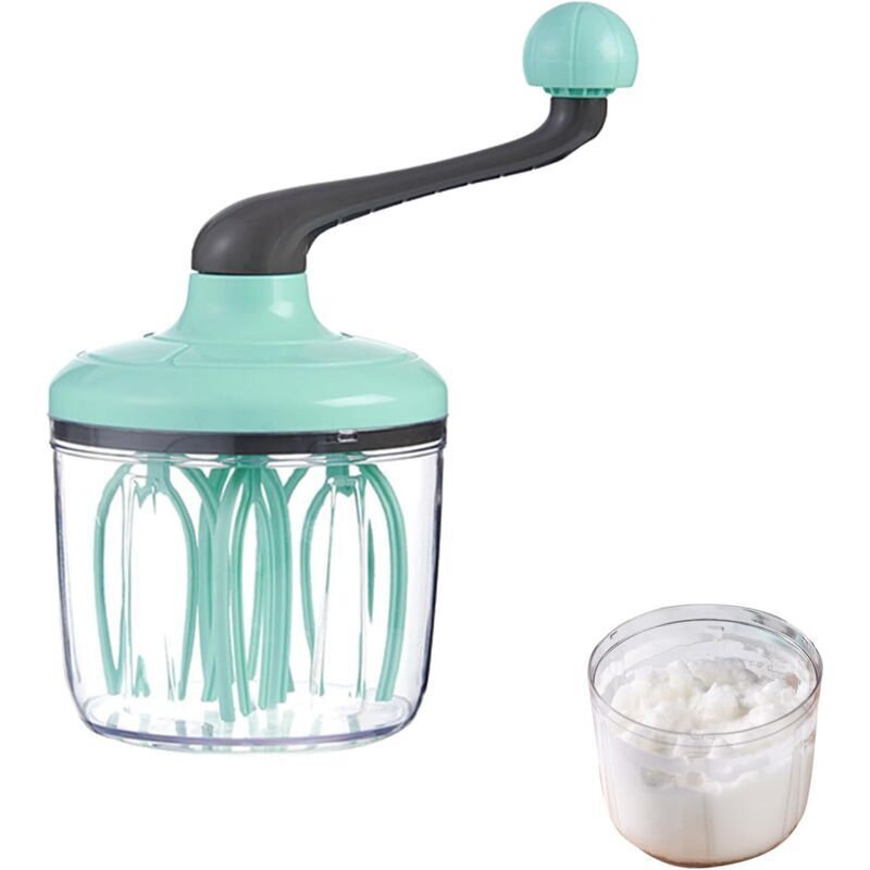 Handmixer mit Kurbel – Große Schüssel (1500 ml) für Sahne, Eiweiß usw. Vielseitiger Schneebesen zum Backen, Milchaufschäumen, Kuchenbacken und Kochen.