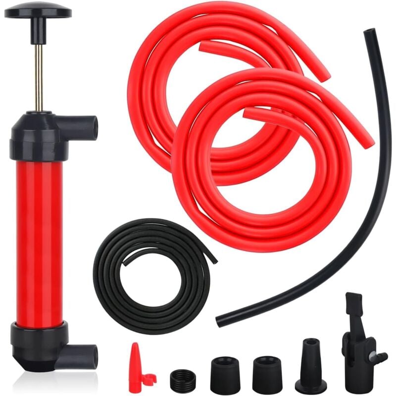 Handpumpe für Wasser, Transferventilpumpe, Siphonpumpe, Transferpumpe, manuelle Kraftstoffpumpe, Benzin-Saugpumpe mit 3 Schläuchen für Benzin, Öl,