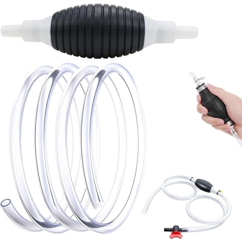 Handpumpe Umfüllpumpe Benzinpumpe 1M Verdicken Absaugpumpe Kraftstoffpumpe Benzin Auto für Kraftstoffe Notpumpe Benzin Diesel Wasser Benzinschlauch