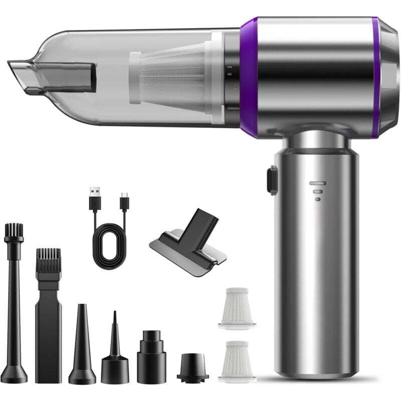 XVX - Handstaubsauger, 18000Pa 3 in 1 Leistungsstarker kabelloser Autostaubsauger, 3 Geschwindigkeiten 80.000U/min, Mini-Staubsauger Kabellos für pc