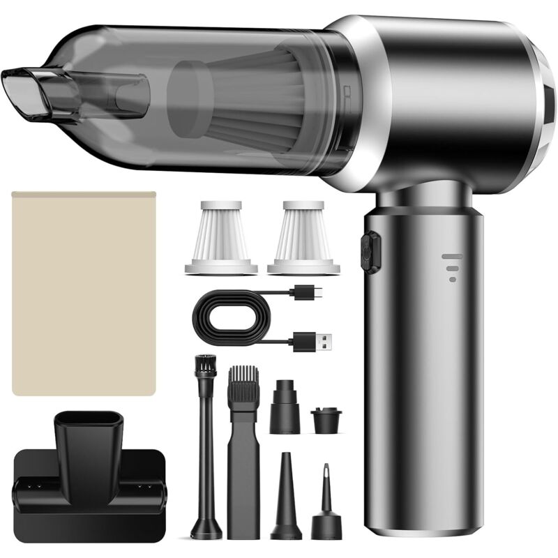 Handstaubsauger, 26000Pa Mini Akku Staubsauger Kabellos 4-In-1 Autostaubsauger 6000mAh 3-Gang Elektrische Staubgebläse für Auto, Küche, Büro, Haus,