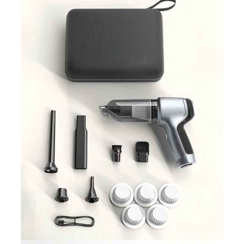 Handstaubsauger Auto, 15000Pa Leistung Akku Handstaubsauger Stark mit Hoher Leistung, USB-C Aufladbar Auto Staubsauger Stark, Nass und Trocken Mini