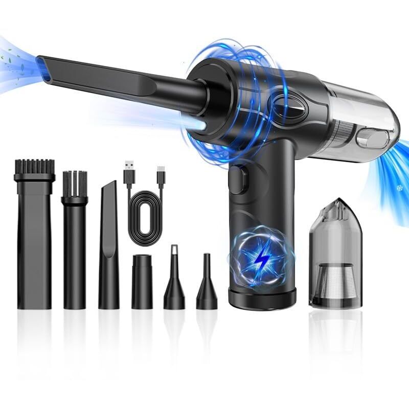 Handstaubsauger fürs Auto, 9000 Pa Staubsauger und Druckluftspray, 68 W Hochleistungs-Nass- und Trocken-Handstaubsauger fürs Auto mit LED-Licht und