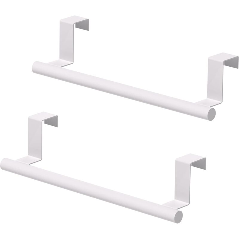 Handtuchhalter über dem Schrank, Küchenhandtuchhalter über der Schranktür, Handtuchhalter aus Edelstahl für die Schranktür, weiß, 2er-Pack