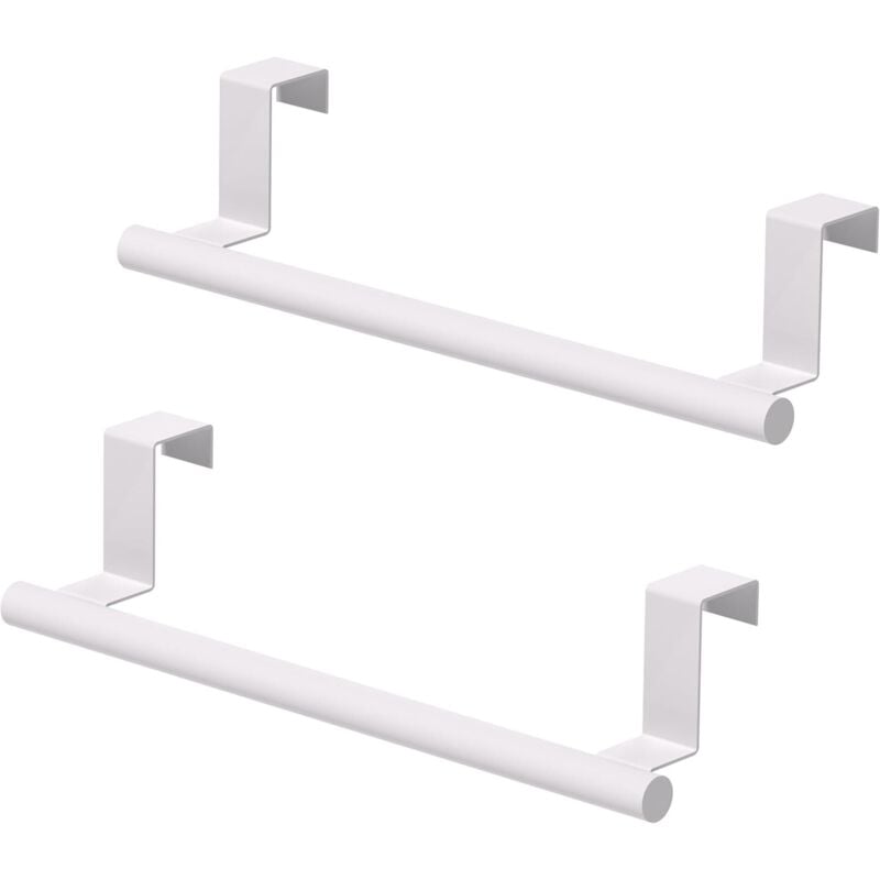 Handtuchhalter über dem Schrank, Küchenhandtuchhalter über der Schranktür, Handtuchhalter aus Edelstahl für die Schranktür, weiß, 2er-Pack