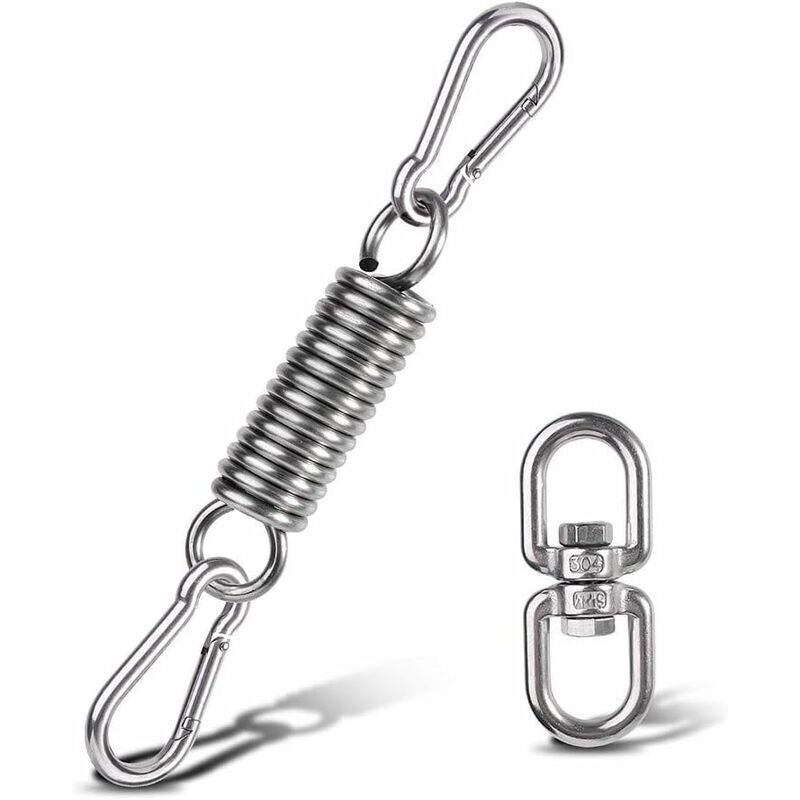 Hängematten-Aufhängeset, Feder für Hängesessel mit Karabinern und Drehring, Hängesessel-Zubehör, für Verandastühle, Hängeschaukeln, Aufhängehaken
