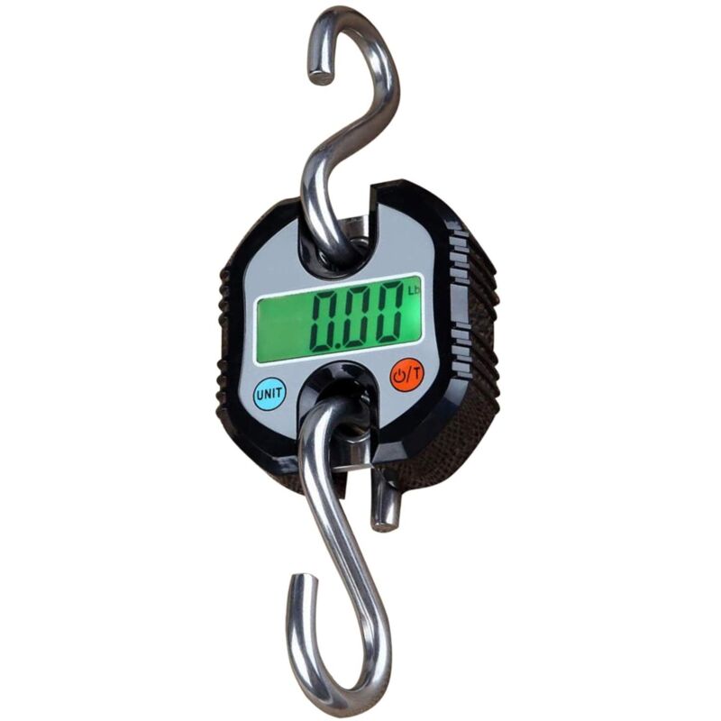 Hängende Gepäckwaage, Angelwaage, bis 150 kg mit LCD-Anzeige und Gewichtszählfunktion, 2 abnehmbare Haken, Gepäckwaage für Reisen, Angeln, Jagen,