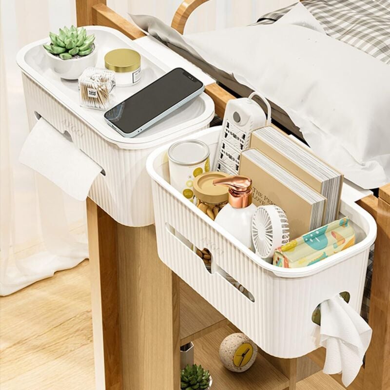 Hängender Aufbewahrungskorb fürs Bett, multifunktionale Bettbox, Aufbewahrungstasche für Flaschen, Zeitschriften, Fernbedienungen, Handys, Tablets