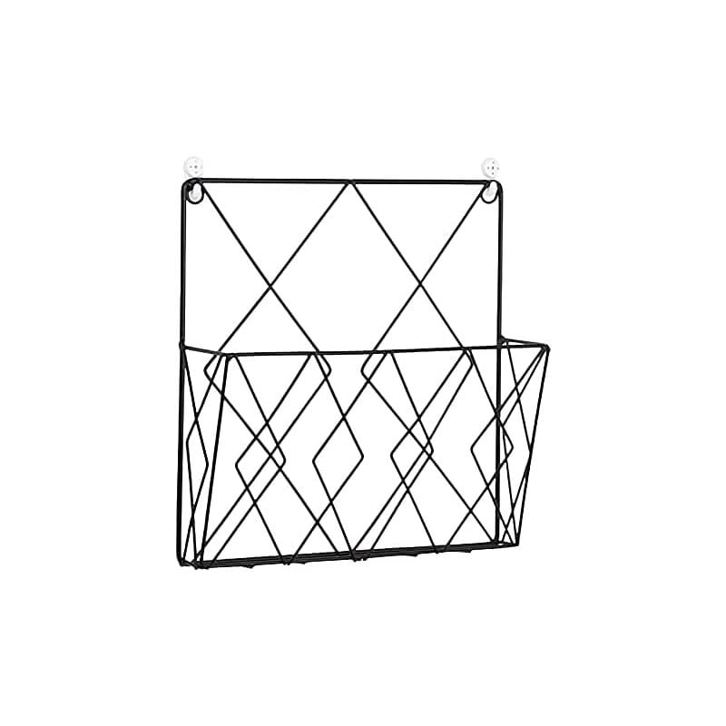 Hängender Zeitschriftenständer aus Metall, Zeitungsständer, Zeitungskorb, Wandzeitungshalter mit 2 Haken für Zeitschriften, Bücher und Bürodokumente