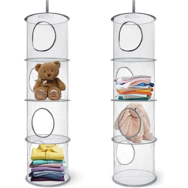 Hängendes Aufbewahrungsnetz, 2er-Set Hängeregale aus Netzgewebe, Aufbewahrungsbeutel aus Netzgewebe, Aufbewahrungskorb, Hängeregal für Kuscheltiere,