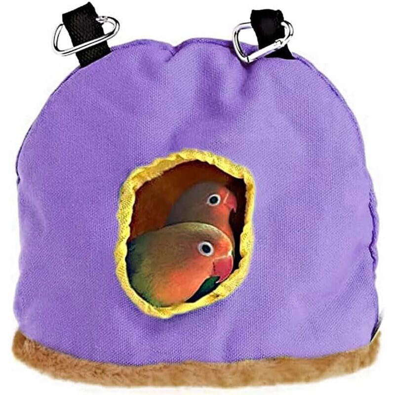 Hängendes Vogelnest, warmer Vogelkäfig für den Winter, Plüsch-Vogelhaus für den Winter, lila, M