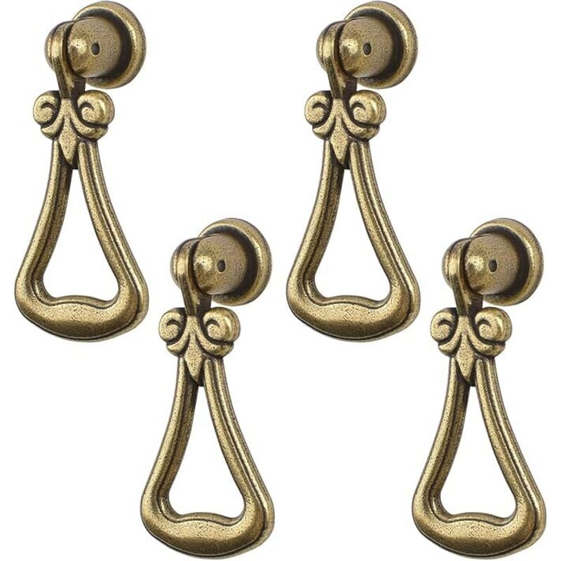 Hängergriffe im Vintage-Stil, 4 Stück, lang, dreieckig, Zinklegierung, grüne Bronze, Einzellochgriff für Schränke, Kleiderschränke, Schubladen,