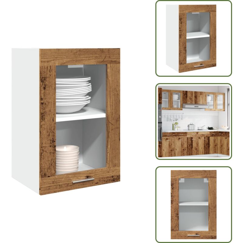 Hängeschrank Glas Altholz-Optik 40x31x60 cm Holzwerkstoff - Hängeschrank - Hängeschränke - Küchenschrank - Küchenschrank Mit Glastüren