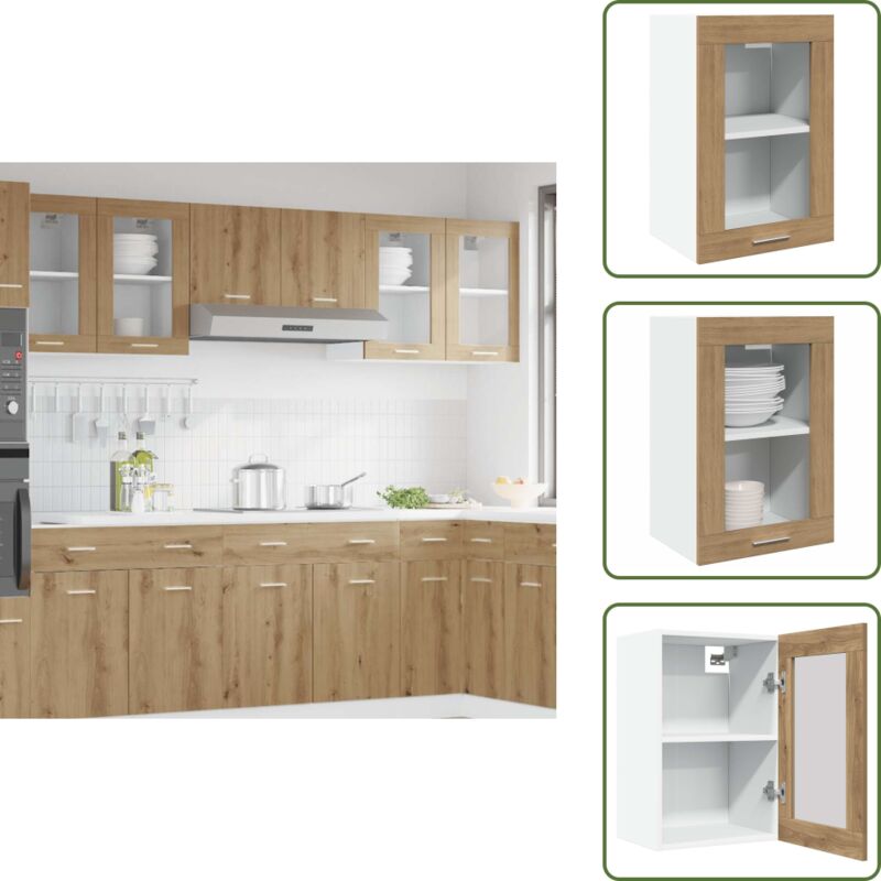 Hängeschrank Glas Artisan-Eiche 40x31x60 cm Holzwerkstoff - Hängeschrank - Hängeschränke - Küchenschrank - Küchenschrank Mit Glastüren
