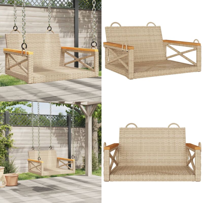 Vidaxl - Hängesessel Beige 63x62x40 cm Poly Rattan - Outdoor Möbel - Gartenstuhl - Hangestuhl - Schaukelbank - Gartenlounge - Home & Living